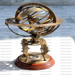 Meressingist kera, graveeritud armillary antiikne vintage gloobus koos kompassiga