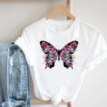 T-s&auml;rk Moodne T-s&auml;rk Riietus 90ndate armas, armas akvarell, liblikas, vabaaja l&uuml;hikeste varrukatega naiste tr&uuml;kiv&auml;rviga naiste graafiline T-s&auml;rk S