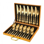 24 tk roostevabast terasest s&ouml;&ouml;giriistade komplekt must kullast s&ouml;&ouml;giriistad lusikas kahvel nuga Western Cutleri h&otilde;ben&otilde;ud lauan&otilde;ude komplekt tarvikud