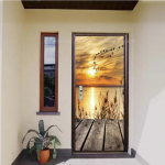 Pruun uksekleebis Vin&uuml;&uuml;l Dekoratiivuksed Puidutera 3D Jalutusk&auml;igu maastik Kleeptapeet Ukse terasest esik&uuml;lje kleebised 40x120cm(1 pcs)