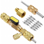 R410A R22 klapis&uuml;damiku eemaldaja paigaldust&ouml;&ouml;riist kahe suurusega SAE 1/4 ja 5/16 pordiga R404A R407C R134A R12 R32 HVAC s&uuml;steemi jaoks kollane