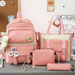 Naiste seljakotikomplektid Nailonist veekindel Kawaii koolikott teismelistele t&uuml;drukutele Suure mahutavusega &otilde;pilaste &otilde;lakotid One Size roosa