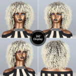 MISSQUEEN Afro naiste must blond parukas s&uuml;nteetilisest kiust lokkis juustest parukad naistele kohev ombre soengupidu, tavaline lokkis parukas 30cm