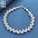 925 naelsterlingit h&otilde;bedast t&auml;is viinamarjahelmestest kett-k&auml;ev&otilde;ru ehted 20cm