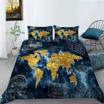 3D World Map voodipesukomplekt k&otilde;rglahutusega digiprindiga udusulgedega tekikott padjap&uuml;&uuml;r 2 v&otilde;i 3 t&uuml;kki AU180 * 210 t&auml;issuuruses kodukaunistus Baby 100x135cm