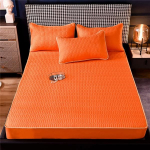 Kvaliteetne paks tepitud kaheinimese voodilina madratsi kate Pehme hingav elastne paigaldatud voodipesu s&uuml;gava taskuga 150 220 * 200 voodipesu kate Mattress Cover(200x220cm) oranž
