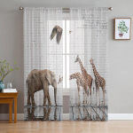 Naljakad kaelkirjak loom valged l&auml;bipaistvad kardinad elutuppa &Scaron;ifoon Voile kardin Magamistoa T&uuml;llkardinad Aknakatted 1 PCS W400XH250cm