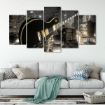 5 paneeli/komplekti Maastik l&otilde;uend maalimine Kitarr Linna &ouml;&ouml;vaade Pildid Plakatid ja v&auml;ljatr&uuml;kid elutoa seinakunsti kaunistamiseks 20x35cm*2 20x45cm*2 20x55cm*1