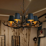 Antler Chandelier S&ouml;&ouml;gituba Elutoa kaunistus Must vaigust l&uuml;hter 6 headlights black