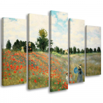 Viieosalise pildiga l&otilde;uendiprint Field of poppies Claude Monet 100x70 mitmev&auml;rviline