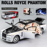 1/24 skaalaga fantoommudelauto, tsingisulamist tagasit&otilde;mmatav m&auml;nguauto, metallist survevaluga mudelauto heli ja valgusega lastele, poisile t&uuml;drukule kingitus 1/24-21x6.8x5.7cm valge/must