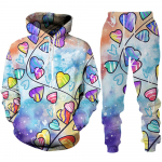 Sweet Love Heart 3D Prindiga meeste/naiste dressikomplektid vabaaja kapuutsi ja p&uuml;kstega 2 tk. Komplektid Oversize Pullover Trend Couple XL