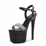 Naiste kingad Mood k&otilde;rge kontsaga &ouml;&ouml;klubi Rhinestone &uuml;hev&auml;rvilised tikk-sandaalid 181. seeria 17 cm konts 7 cm platvorm LFD 34 must