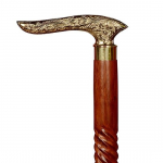 Wooden Walking Folding Stick with Brass Handle Brown Colour 91.44 cm Designer