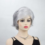 Naiste h&otilde;behall parukas L&uuml;hike naturaalsed lokkis s&uuml;nteetilised parukad naistele Mummy v&otilde;ltsjuuksed pehme parukas Naturaalse v&auml;limusega kuumakindel kiud h&otilde;behall v&auml;rv