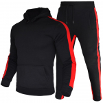 Meeste s&uuml;gistalvine spordidress Meeste komplekt Moodne triibuline punane must kapuutsiga pullover vabaaja spordir&otilde;ivaste p&uuml;kste komplektid L must