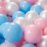 KiddyMoon pehmest plastikust m&auml;ngupallid lastele 200 palli/6cm-2.36in v&auml;rvilised made in eu, beebisinine/heleroosa/p&auml;rl 200 Balls/6cm-2.36in