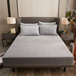 Kvaliteetne s&uuml;gistalvine soe kristallist sametmadratsi kate, paks &uuml;lipehme korallifliisist madratsikaitse, kohandatud voodilinad Bed sheet (90x200x25cm) h&otilde;bedane hall v&auml;rv