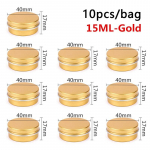 10tk 5ML/10ML/15ml t&uuml;hi alumiiniumist plekkpurk kreempalsami k&uuml;&uuml;nek&uuml;&uuml;nla pakkimiseks kosmeetika &uuml;mmargune s&auml;ilituskonteiner mini metallkarp 15ml 10pcs kuld