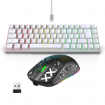 HXSJ klaviatuuri ja hiire kombineeritud juhtmega K68 RGB Streamer minim&auml;nguklaviatuur Membraanklaviatuur ja must valge v&auml;rv