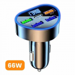 66W 5-pordiline USB-autolaadija kiirlaadimisega QC3.0 PD kiirlaadimisega LED-ekraaniga juhtmega auto mobiiltelefoni laadimisadapter nutitelefonidele 66W Car Charger