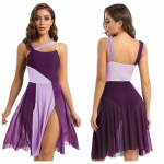 Naiste l&uuml;&uuml;riline tantsukleit Moodne kaasaegne balleti kost&uuml;&uuml;m, v&auml;rviline plokk-trikood M lilla