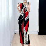 Suvine uus plisseeritud seelik, tippklassi plisseeritud print, slim fit, varrukateta kleit naistele M must