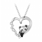 S925 Sterling Silver Baby Panda Crystal kaelakee emailiga armas loomade v&otilde;luketi link naistele kingitus