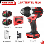 ONEVAN 1800N.m suure p&ouml;&ouml;rdemomendiga elektriline mutriv&otilde;ti 1/2-tolline harjadeta l&ouml;&ouml;kv&otilde;ti DTW700 juhtmeta elektrit&ouml;&ouml;riist Makita 18v aku jaoks 2 Battery Set