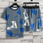 Suvine noorte stiil Ice Silk meeste dressipluuside komplekt T-s&auml;rk+l&uuml;hikesed p&uuml;ksid, kaks t&uuml;kki meeste spordi&uuml;likonnad, tr&uuml;kitud dressid, meeste MC-001 S