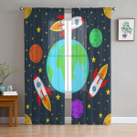 Planet Earth Rocket Stars L&auml;bipaistvad kardinad elutuppa Magamistoa t&uuml;llkardinad K&ouml;&ouml;gi akende hooldused Paneelkatted 135W x 114H(cm)