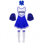 Laste t&uuml;drukute cheerleading vormir&otilde;ivaste komplekt varrukateta karnevalipeo tantsukleit lilledega sokid Halloweeni uhke kleit 3-4 Years punane