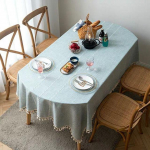 Ruuduline dekoratiivne laudlina tutiga veekindel ovaalne laudlina paks pulmade s&ouml;&ouml;gituba tee elutuba kodu lauakate 130x240cm