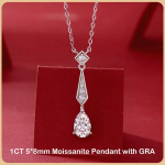 Trendikas Real D v&auml;rvi 1CT pirnil&otilde;ikeline moissanite ripats kaelakee naistele S925 h&otilde;bedane Water Drop teemant kaelakeed 1ct