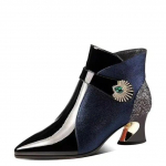 Moodsad poolsaapad Ema paksu kontsaga metallist litrid Ladina-Ameerika uued naiste saapad terava ninaga kivist saapad 39 sinine