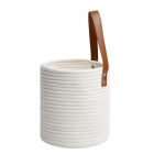 Rippkorv Naturaalne k&auml;sitsi kootud kunstnahast rotangist majapidamislillede hoiukorvid koduks S kollane/valge