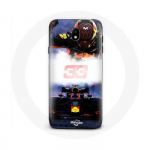 Samsung Galaxy J3 2017 vormel 1 &uuml;mbris Max Verstappeni F1 juhi must punane ja kollane