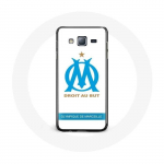 Valge taustaga &uuml;mbris Samsung Galaxy j3 2016 Olympique de Marseille logo jaoks