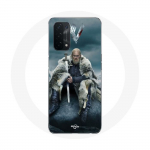 &Uuml;mbris Oppo A54 5G Vikings Series 6. hooaja jaoks Ragnar Lothbroki logo V M&otilde;&otilde;k hall udu taust