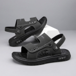 Suvised Meeste Nahast sandaalid Vaba aeg Suvejalatsid Meeste Rannajalatsid Mugavad Meeste Kingad V&auml;listingimustes Meeste Rooma sandaalid Flip Flops Sussid L&uuml;kandid 40 must