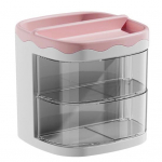 Stationery Box Multiple Grids Drawer Design Rotating Access Top Shelf Weight Capacity Transparent Visible Pen Organizer Desktop Supply roosa