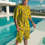 Funny Ducks Panda 3D Prindiga T-s&auml;rgid L&uuml;hikesed p&uuml;ksid Komplektid Meeste vabaajamood Suured l&uuml;hikeste varrukatega T-s&auml;rk p&uuml;ksid komplekt meeste &uuml;likonnad riided XL