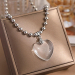 Punase s&uuml;dameripatsiga kaelakee 80ndate esteetiline armastusest inspireeritud kaelakee Uus mood romantiline s&uuml;damega kaelakee naistele