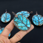 Natural Tree Of Life Tibetan Turquoise Stone Copper Wire Wrap Pendant 3.1 b9l50