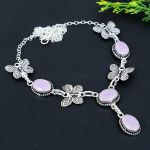 Natural Pink Chalcedony Gemstone 925 Sterling Silver Gift Necklace 18 z1l56