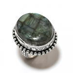 Natural Labradorite Gemstone Handmade 925 Sterling Silver Ring Size 8.5 i8q46