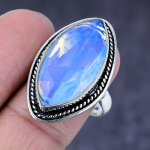 Natural Milky Opal Gemstone Handmade 925 Steling Silver Gift Ring Size 8.5 h6y47