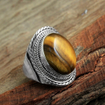 Tiger Eye kalliskivist k&auml;sitsi valmistatud s&otilde;rmus, 925 sterlingi h&otilde;bedast peened ehted 6 pruun