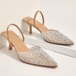 Elegantsed naiste k&otilde;rge kontsaga sandaalid, pooll&auml;bipaistvad kunstp&auml;rlitega sisekujundus Slingback Stiletto mugavad kerged balli kontsad 43 aprikoosi