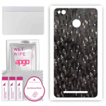 apgo Protective Skin Sticker for the back compatible with Xiaomi Redmi 3s, Wrap Film, Foil, Vinyl - Pattern Carbon Black Pixel